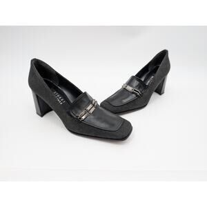 Stuart Weitzman Square Toe Women's Heels Sz 7 Minimalist Academia Black and Gray